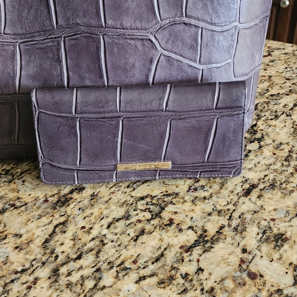 BRAHMIN Ezra Nocturnal Lysander slate gray Wallet & Handbag Set - Picture 6 of 7